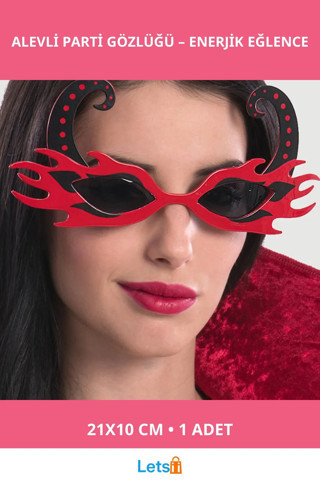 Kırmızı Alevli Parti Gözlüğü 21x10 cm