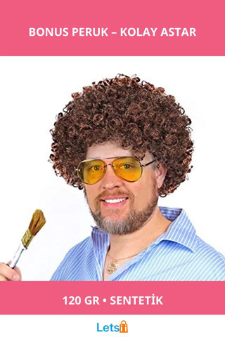 Bob Ross Kahverengi Sentetik Takma Peruk Yetişkinler İçin