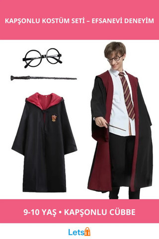 Harry Potter Gryffindor Kapşonlu Çocuk Kostümü 9 10 Yaş
