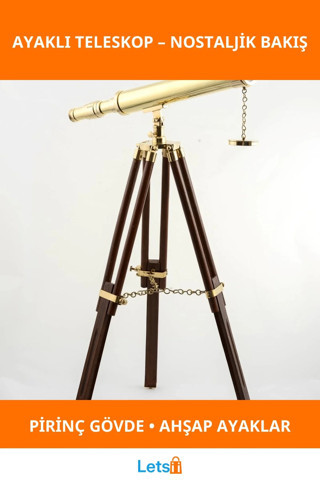 Pirinç Ayaklı Nostaljik Teleskop Dekoratif Aksesuar
