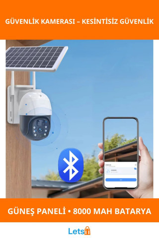 Güneş Enerjili Su Geçirmez Dış Mekan Güvenlik Kamerası 8000mAh Wi Fi