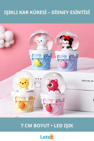 Mickey Mouse Işıklı Kar Küresi 7 cm Dekoratif Aksesuar