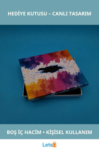 Kişiye Özel Renkli Tasarım Hediye Kutusu 16x17x4 cm