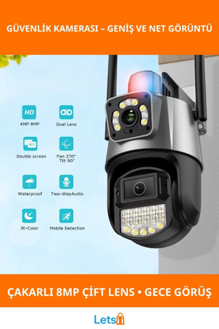 Çakarlı Çift Lensli Su Geçirmez Dış Mekan Güvenlik Kamerası