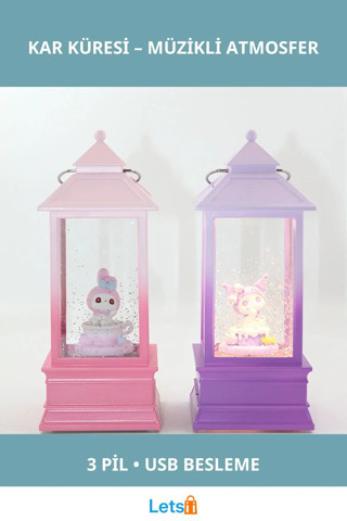 Kuromi Işıklı Müzikli Kar Küresi Fener Tasarımı