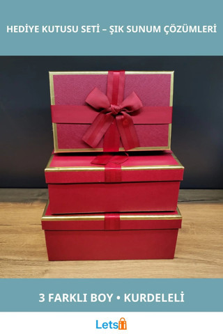3'lü Kurdeleli Hediye Kutusu Seti Şık ve Zarif Tasarım