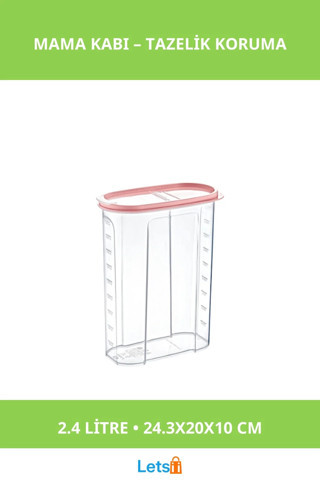 Hava Geçirmez 2.4 Litre Plastik Mama Kabı