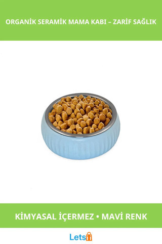 Organik Seramik Kedi ve Köpek Mama Kabı Mavi 250ml