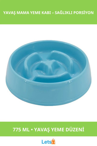 Mikopet Yavaş Mama Yeme Kabı 775 ml. Sağlıklı Plastik Tasarım