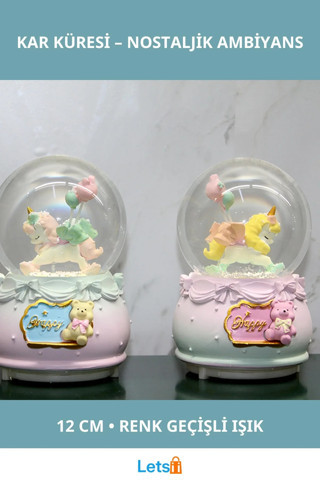 Işıklı Müzikli Kar Küresi 12 cm Orta Boy Dekoratif Figür