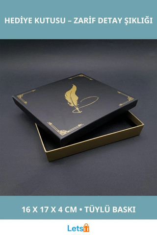 Tüylü Kalem Tasarımlı Dekoratif Hediye Kutusu 16x17 cm