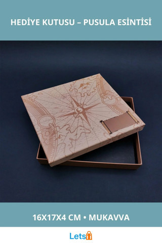 Pusula Temalı Kişiye Özel Şık Hediye Kutusu 16x17 cm