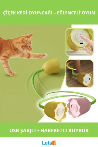 Hareketli Çiçek Şarj Edilebilir Kedi Oyuncağı