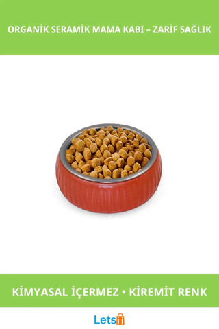 Organik Seramik Kedi ve Köpek Mama Kabı Kiremit Renk 250ml