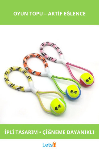 İpli Çiğneme Dayanıklı Köpek Oyun Topu 45 cm