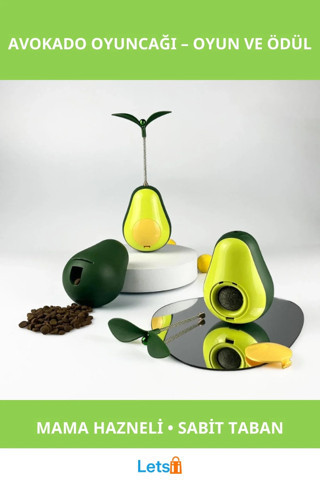 Avokado Şeklinde Kedi Naneli ve Mama Hazneli Eğlenceli Kedi Oyuncağı