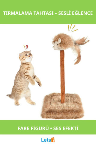 Sesli Oyuncaklı Kedi Tırmalama Tahtası 26cm Eğlenceli Oyun