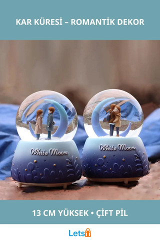 Sevimli Çift Işıklı Müzikli Kar Küresi 13 cm