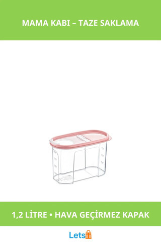 Hava Geçirmez Dayanıklı 1.2 Litre Mama Kabı