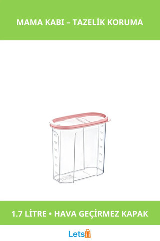 1.7 Litre Hava Geçirmez Kaliteli Plastik Mama Kabı