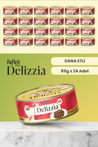Reflex Plus Delizzia / Sos İçinde Parça Etli Dana Etli Yetişkin Kedi Maması 85g x 24 Adet