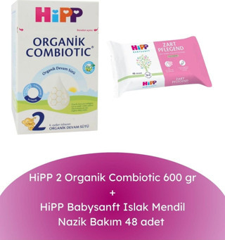 2 Organik Combiotic 600 gr + Babysanft Islak Mendil Nazik Bakım 48 adet