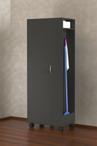 T Designo 60 cm - Tarçın Paspas,süpürge-Temizlik Malzeme Dolabı- Çok Amaçlı Dolap Paspas- Banyo Dolabı - Antrasit