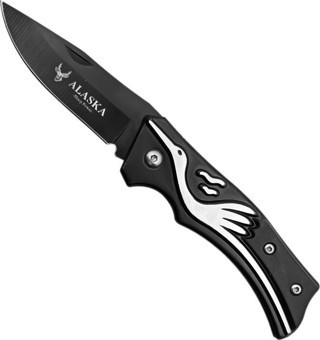 Alaska Katlanır Cep Çakısı - Siyah - SDR-001 - Leylek Motifli
