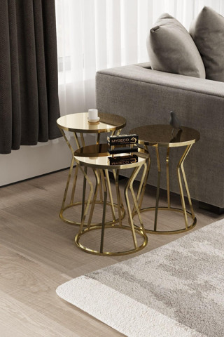 Mydeco Kum Saati Zigon Sehpa Gold Kaplama Bronz Ayna