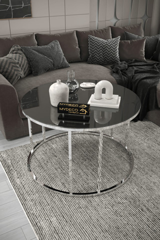 Mydeco Çift Bacak C Orta Sehpa Gümüş Kaplama Füme Ayna