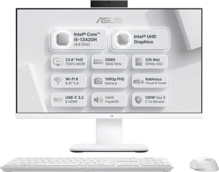 Asus V400 i5-13420H 16GB 512GB SSD 23.8" FHD W11P All In One Pc + Kablosuz K/M V440VAK-I58512W0D 006