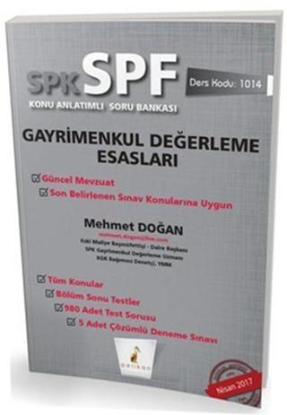 SPK-SPF Gayrimenkul Değerleme Esasları Konu Anlatımlı Soru Bankası Mehmet Doğan Pelikan Yayınları