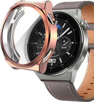 Microsonic Huawei Watch GT 3 Pro 46mm Titanyum Kılıf 360 Full Round Soft Silicone Rose Gold
