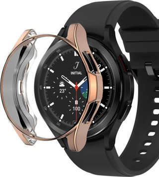 Microsonic Samsung Galaxy Watch 4 Classic 42mm Kılıf 360 Full Round Soft Silicone Rose Gold