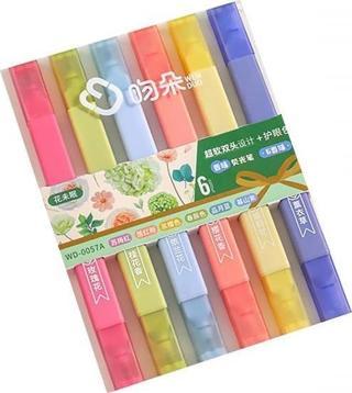 Çift Uçlu Fosforlu Kalem 6 Renk WD-0057A