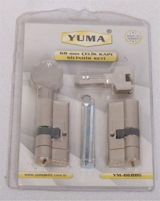 Yuma Çelik Kapı Barel Seti Tuzaklı Saten 68 Mm Çelik Kapı Kilidi Kilit Göbeği