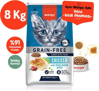 Wanpy Tahılsız Kitten Tavuklu Yavru Kedi Maması 8 Kg