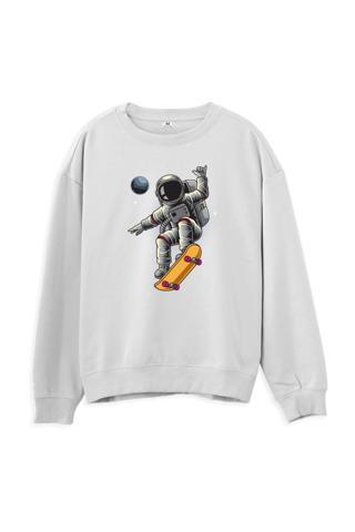 Lambuka Store Astro-13 Baskılı Beyaz Sweatshirt