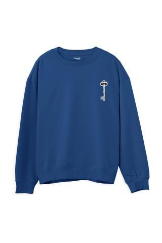 Lambuka Store Key Baskılı Sweatshirt-Royal Mavi