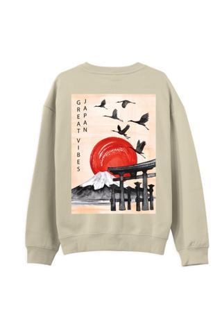 Lambuka Store Japan Sırt Baskılı Sweatshirt-Krem