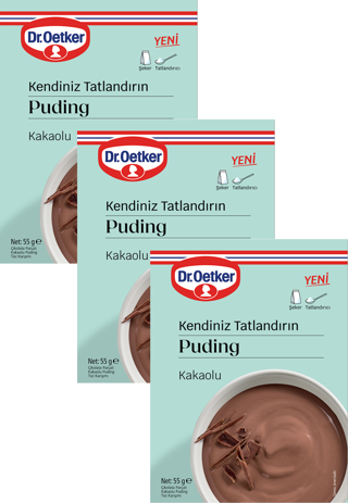 Dr. Oetker Kendiniz Tatlandırın Şekersiz Puding Kakaolu 55 gr x 3 Adet