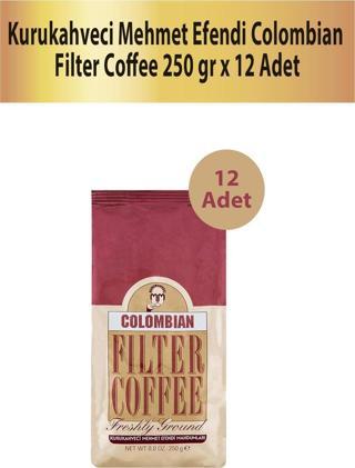 Kurukahveci Mehmet Efendi Colombian Filtre Kahve 250 gr x 12 Adet