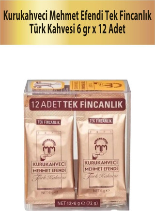 Kurukahveci Mehmet Efendi Tek Fincanlık 6 gr x 12 Adet Türk Kahvesi