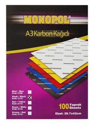 Monopol A-3 Karbon Kağıdı Siyah 290MmX420Mm 100 Lü M3110 (1 Paket 100 Adet)
