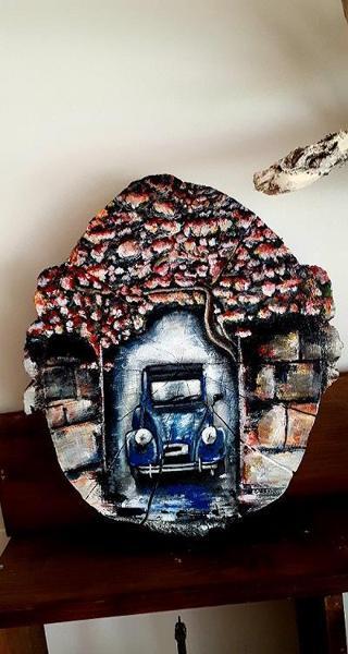himarry Ahşap üzerine araba temalı el yapımı duvar tablo