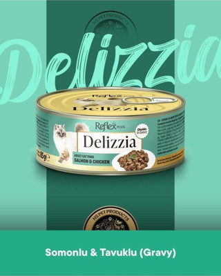 Reflex Plus Delizzia Yetişkin Somonlu-Tavuklu Gravy Kedi Maması 85 gram