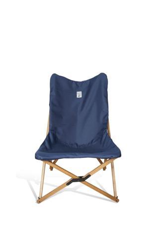 Bag The Joy Ahşap Katlanır Kamp & Bahçe Sandalyesi – Kahverengi Iskelet - Lacivert Kılıf