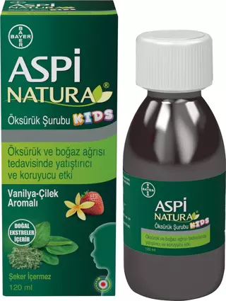 Aspi Natura Kids Öksürük Şurubu Vanilya-Çilek Aromalı 120 ml