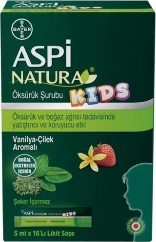 Aspi Natura Kids Öksürük Şurubu Vanilya-Çilek Aromalı 5ml X 16’Lı Likit Saşe