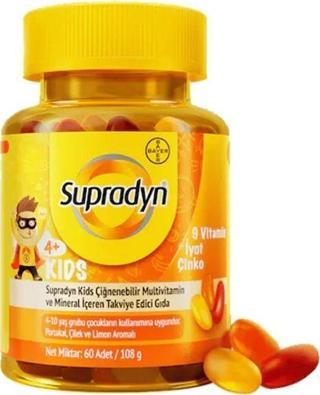 Supradyn Kids Çocuklara Özel Çiğnenebilir Multivitamin ve Mineral  İçeren Takviye Edici Gıda 60 Adet